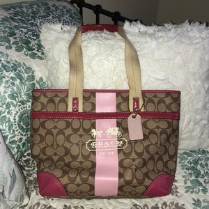 Coach pink original tote handbag